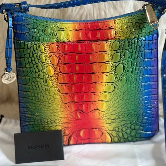 Brahmin Katie Popsicle Melbourne Croc-Embossed shoulder bag crossbody - Picture 3 of 14